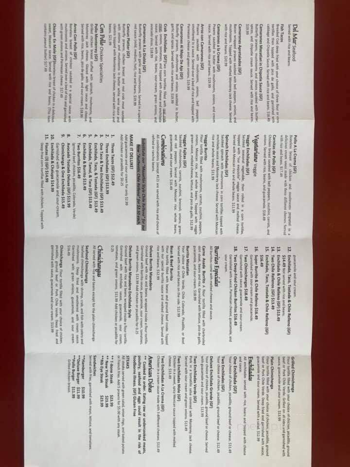 Mazatlan Restaurant - Bonney Lake, WA menu_pic