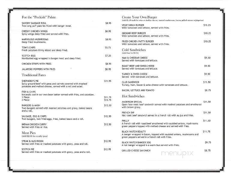 Black Watch Pub - Upland, CA menu_pic