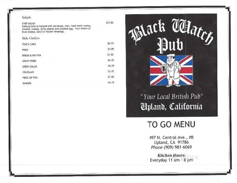 Black Watch Pub - Upland, CA menu_pic