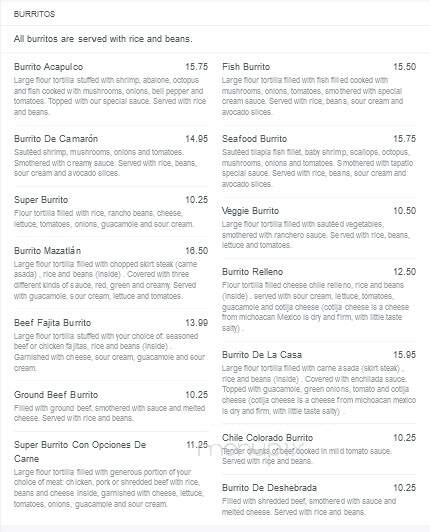 El Tapatio - Delta, CO menu_pic