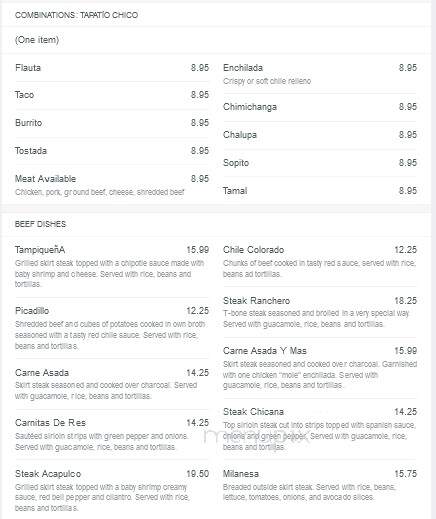 El Tapatio - Delta, CO menu_pic