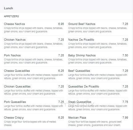 El Tapatio - Delta, CO menu_pic