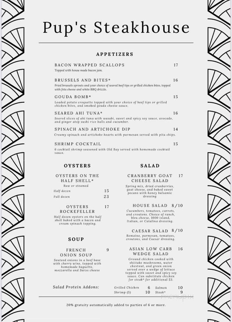 Pup's Steakhouse - Wilson, NC menu_pic