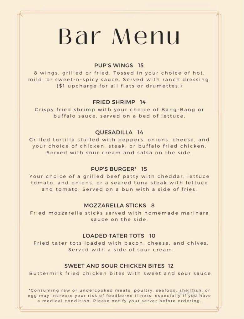 Pup's Steakhouse - Wilson, NC menu_pic