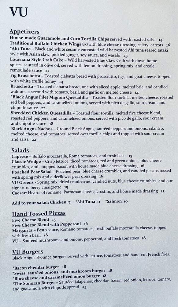 Vu - Fountain Hills, AZ menu_pic
