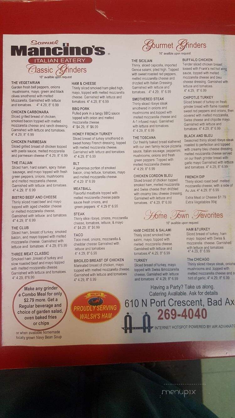 Samuel Mancino's Italian - Bad Axe, MI menu_pic