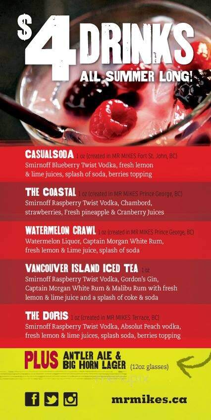 Mr. Mikes Restaurant and Bar - Airdrie, AB menu_pic