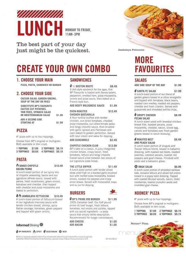Boston Pizza - Chatham-Kent, ON menu_pic