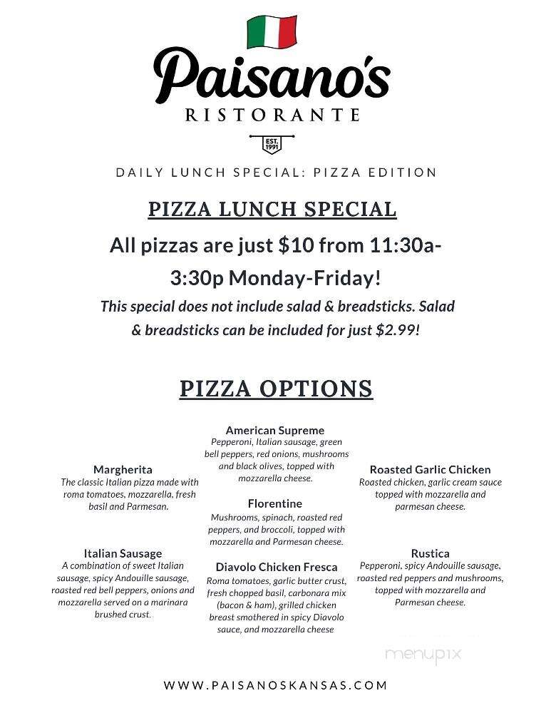 Paisano's Ristorante - Topeka, KS menu_pic