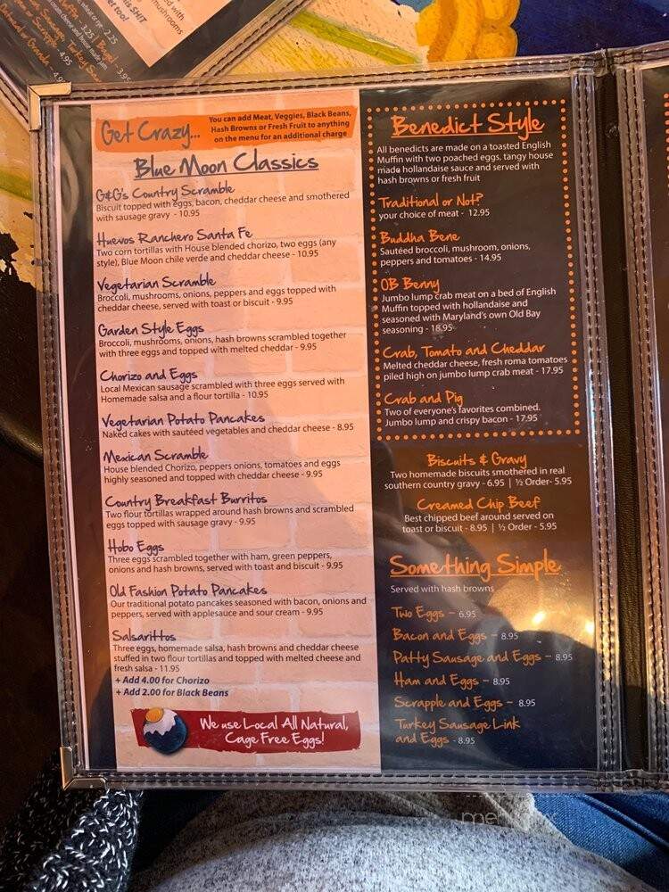Blue Moon Cafe - Baltimore, MD menu_pic