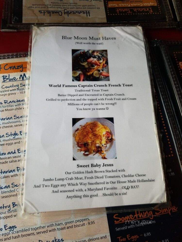 Blue Moon Cafe - Baltimore, MD menu_pic