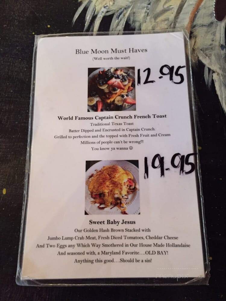 Blue Moon Cafe - Baltimore, MD menu_pic