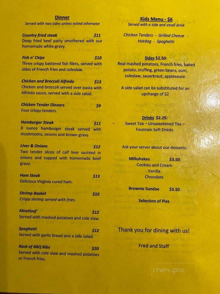 Park-N-Dine - Hancock, MD menu_pic