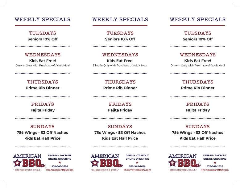 American Barbecue - Rowley, MA menu_pic