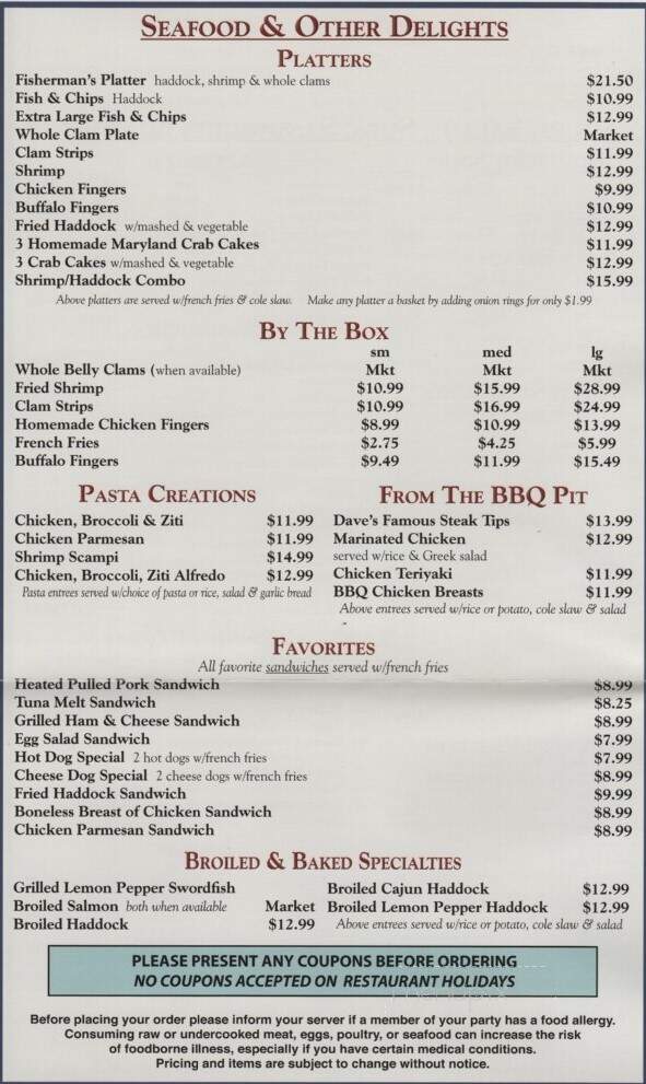 Connie's Restaurant - Hanson, MA menu_pic