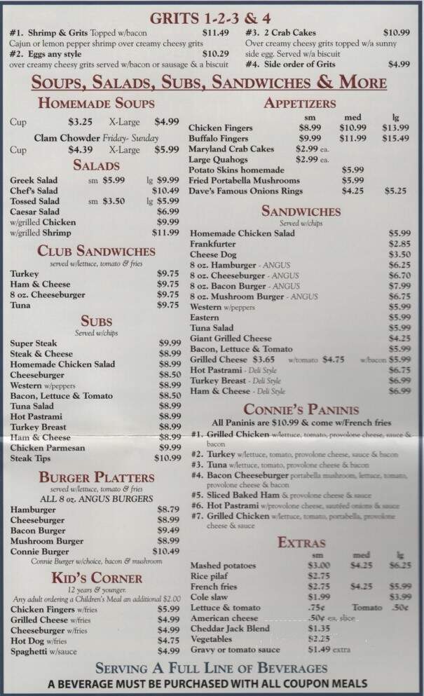Connie's Restaurant - Hanson, MA menu_pic