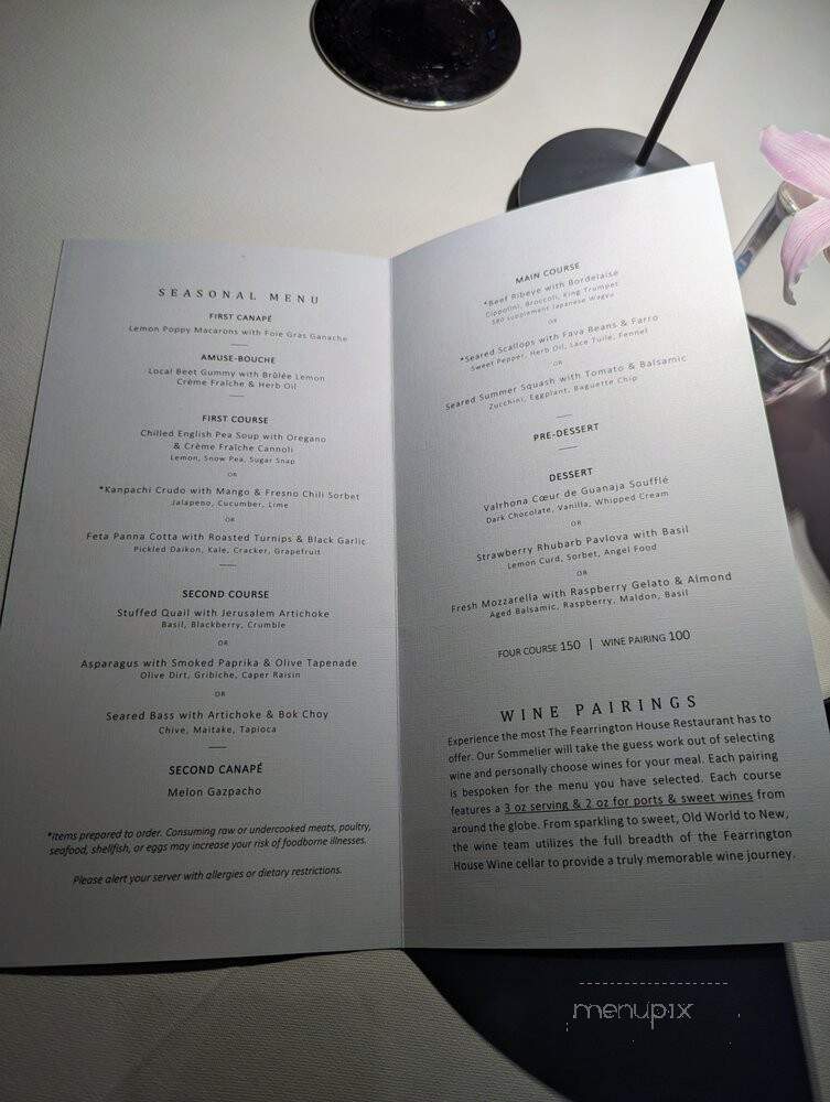 Fearrington House - Fearrington Village, NC menu_pic