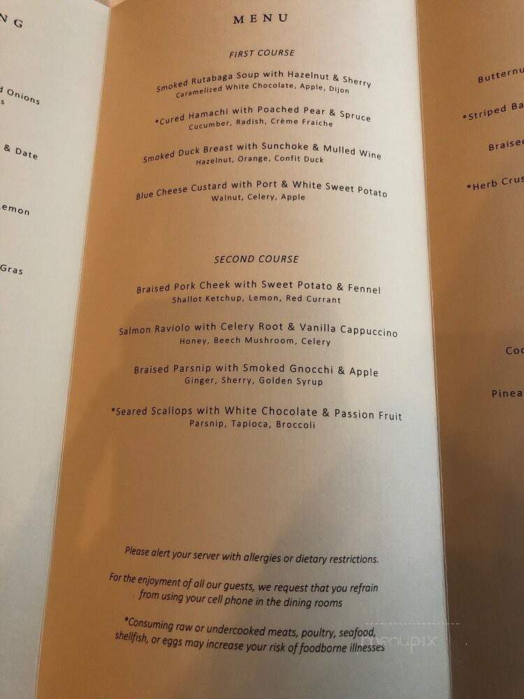 Fearrington House - Fearrington Village, NC menu_pic