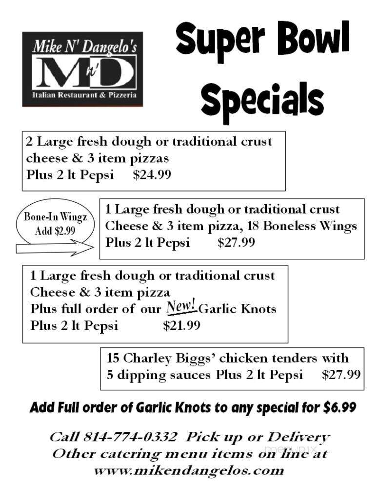 Mike N Dangelo's Italian - Girard, PA menu_pic