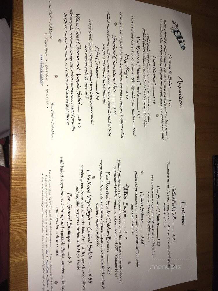 Eli's Restaurant - Block Island, RI menu_pic
