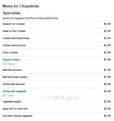 Chopsticks - Edmonds, WA menu_pic