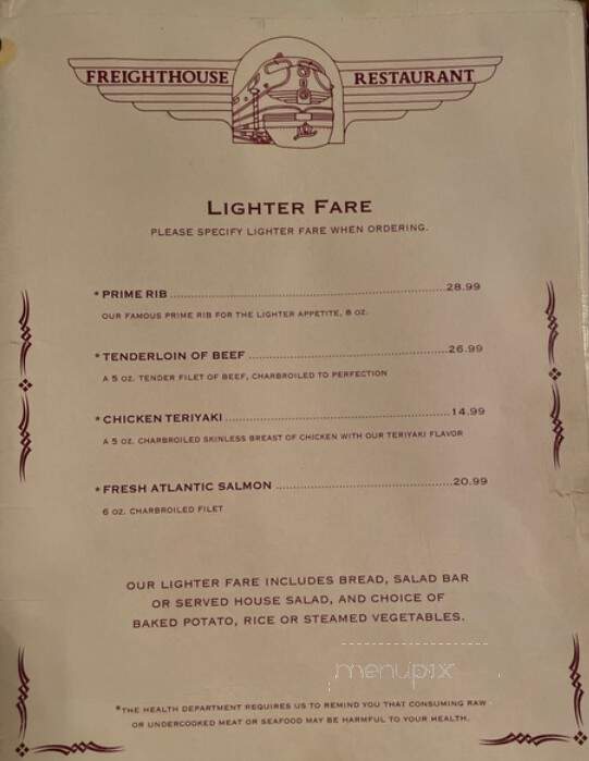 Freight House Restaurant - La Crosse, WI menu_pic