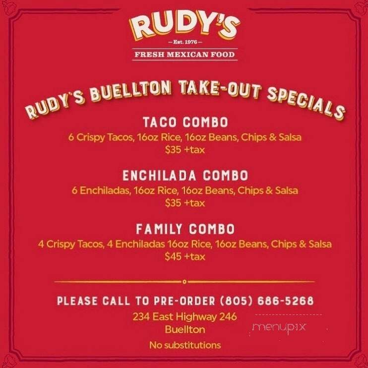 Rudy's Restaurant - Buellton, CA menu_pic