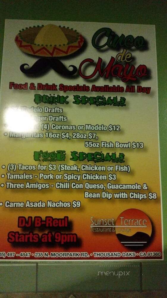 Sunset Terrace Restaurant & Lounge - Thousand Oaks, CA menu_pic