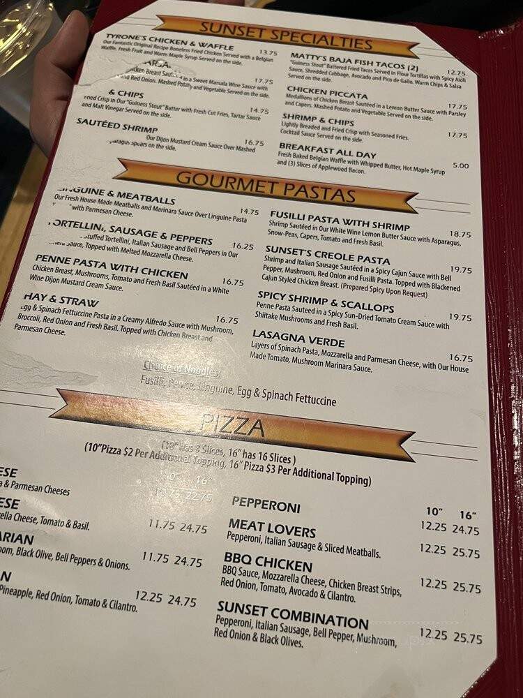 Sunset Terrace Restaurant & Lounge - Thousand Oaks, CA menu_pic