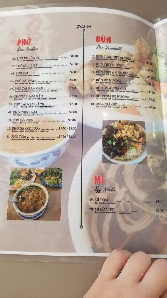 Pho 94 Restaurant - Anaheim, CA menu_pic