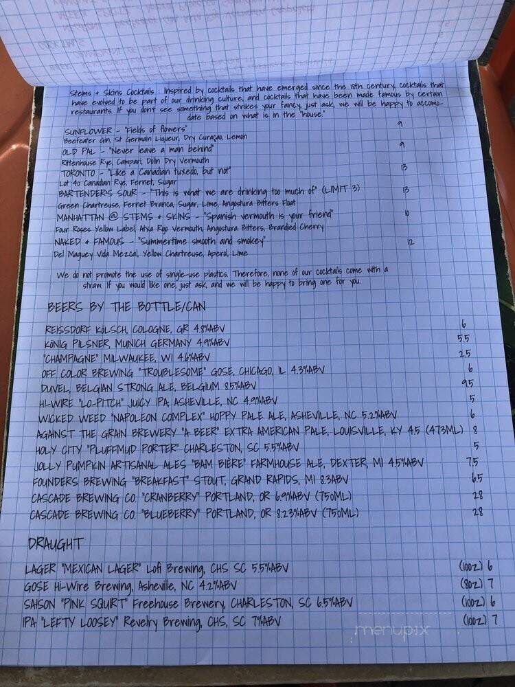 Stems & Skins - North Charleston, SC menu_pic