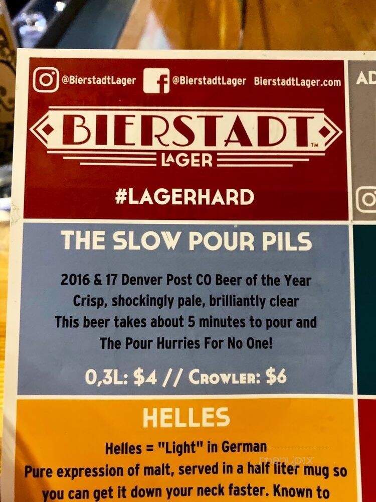 Bierstadt Lagerhaus - Denver, CO menu_pic