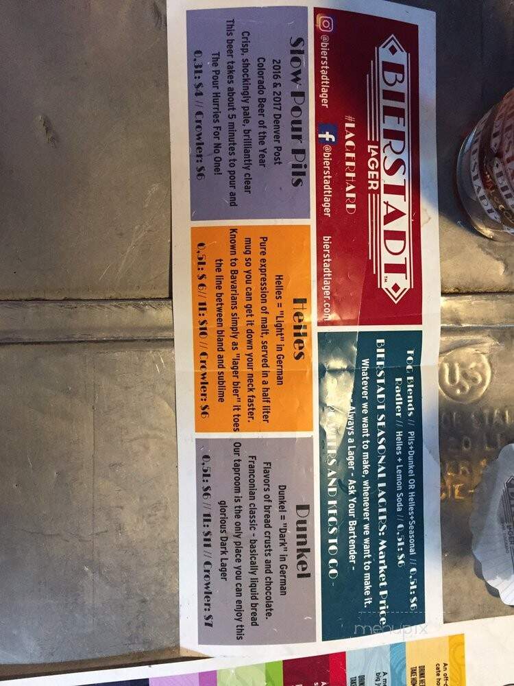Bierstadt Lagerhaus - Denver, CO menu_pic
