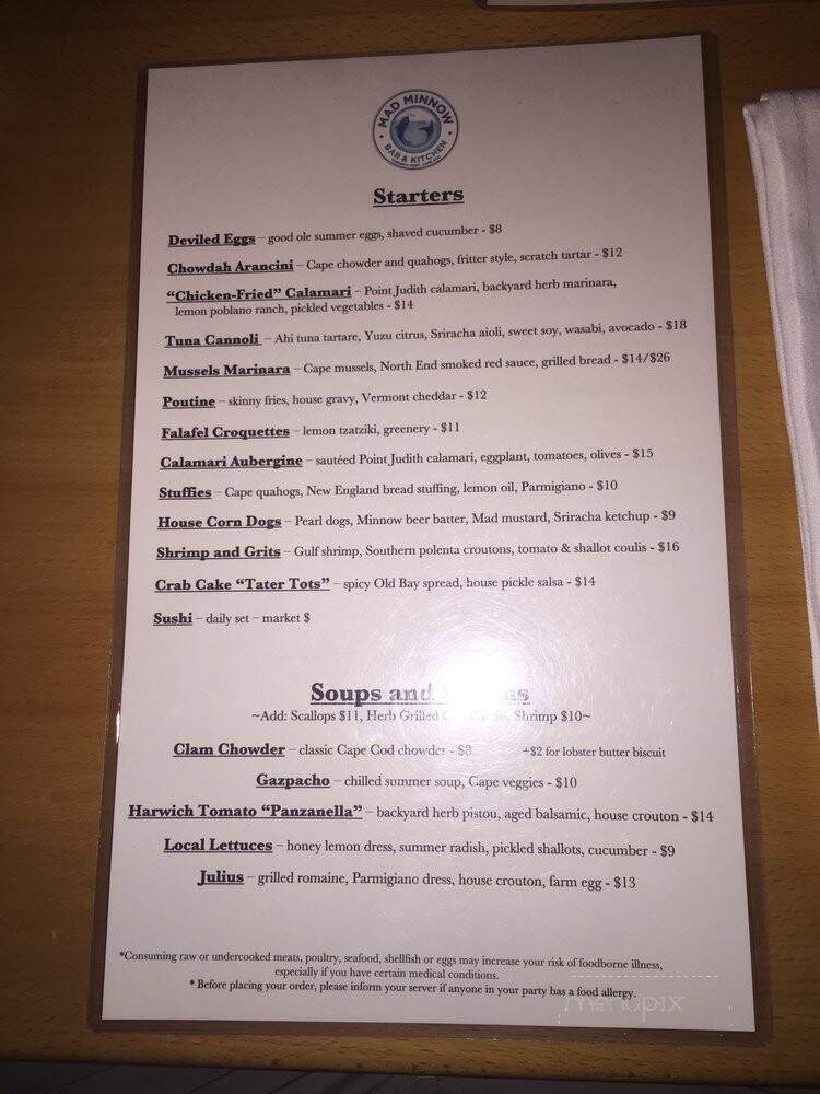 The Mad Minnow - Harwich Port, MA menu_pic