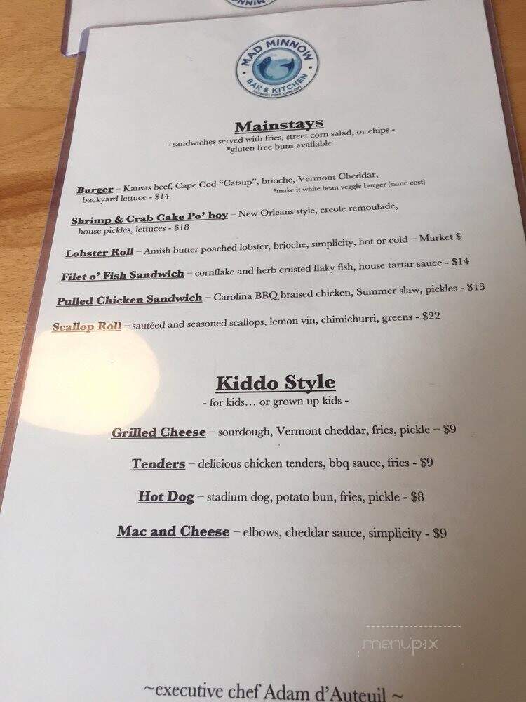The Mad Minnow - Harwich Port, MA menu_pic