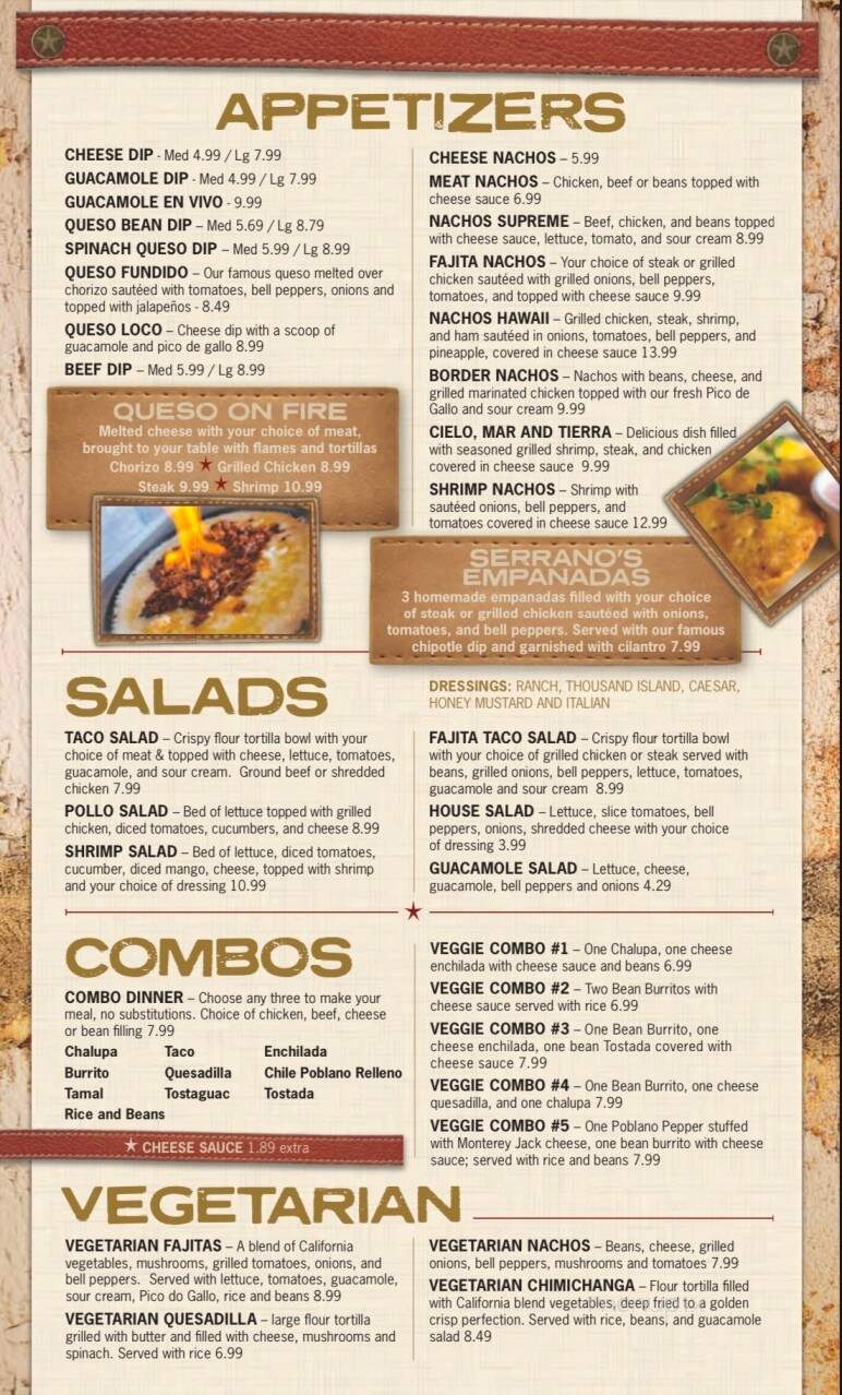 Serranos Mexican Grill - Conway, AR menu_pic