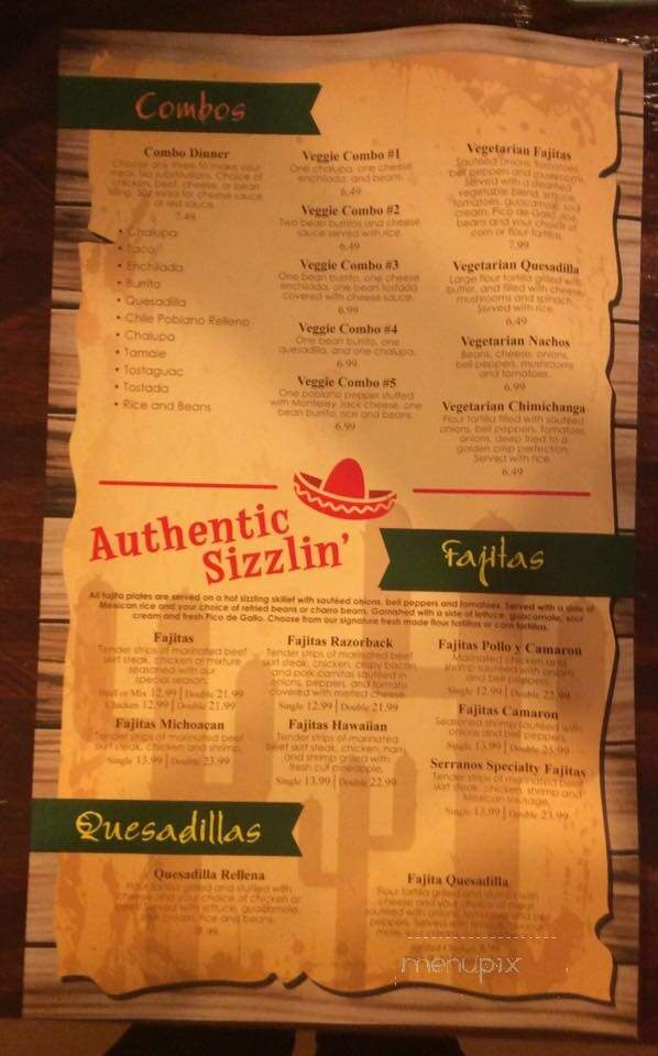 Serranos Mexican Grill - Conway, AR menu_pic