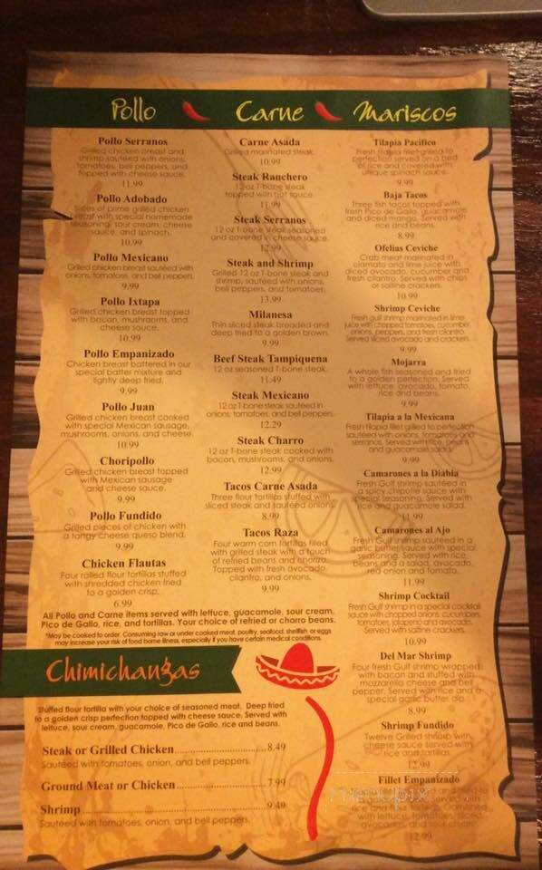 Serranos Mexican Grill - Conway, AR menu_pic