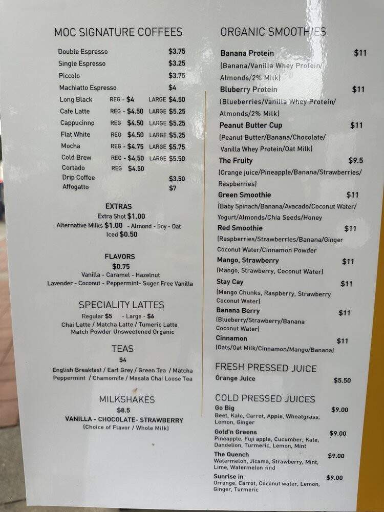 Ministry Of Coffee - Los Angeles, CA menu_pic