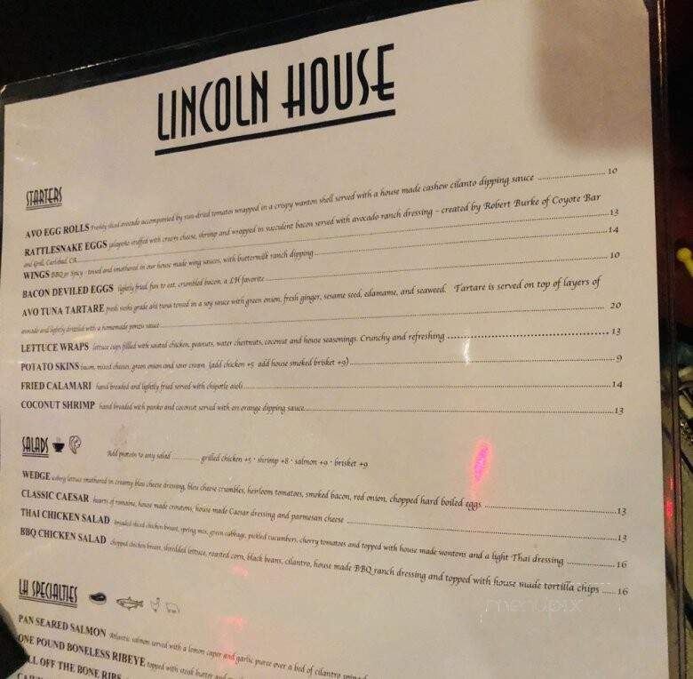 Lincoln House - Covina, CA menu_pic