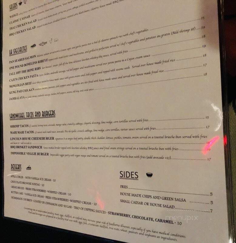 Lincoln House - Covina, CA menu_pic