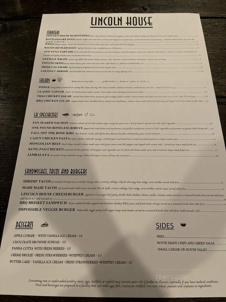 Lincoln House - Covina, CA menu_pic