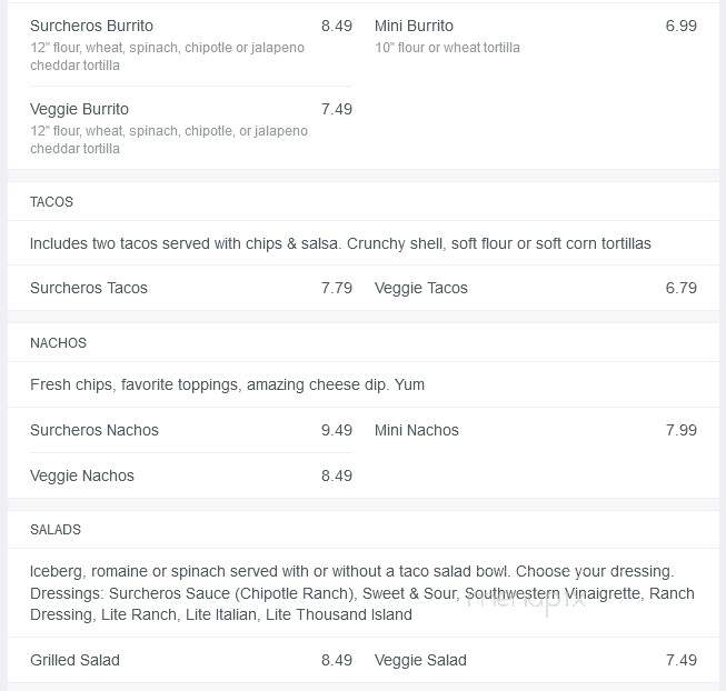 Surcheros Fresh Grill - Jesup, GA menu_pic