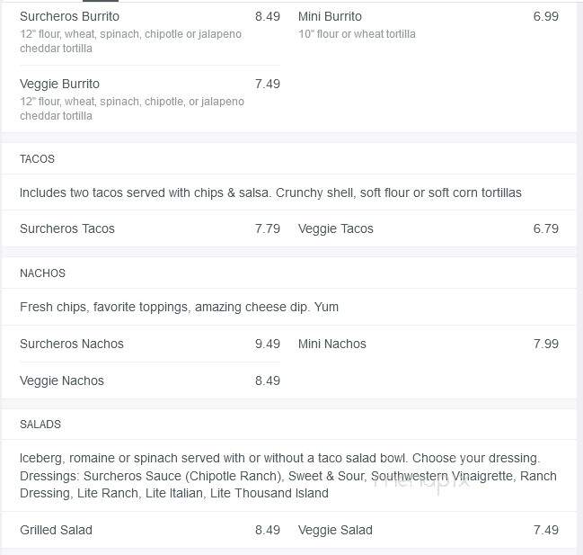 Surcheros Fresh Grill - Jesup, GA menu_pic