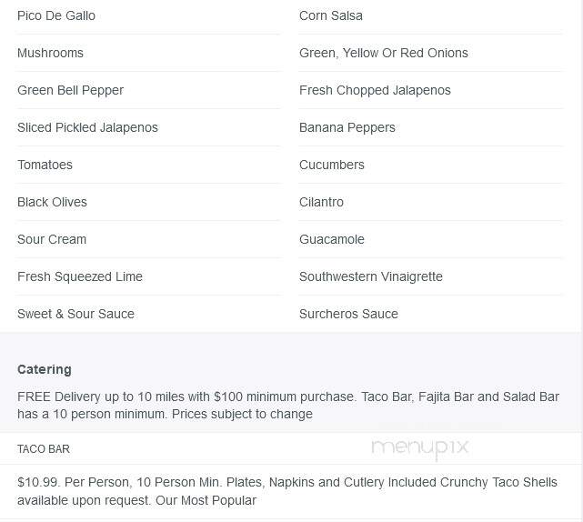Surcheros Fresh Grill - Jesup, GA menu_pic