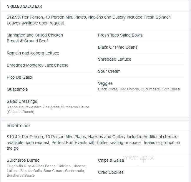 Surcheros Fresh Grill - Jesup, GA menu_pic