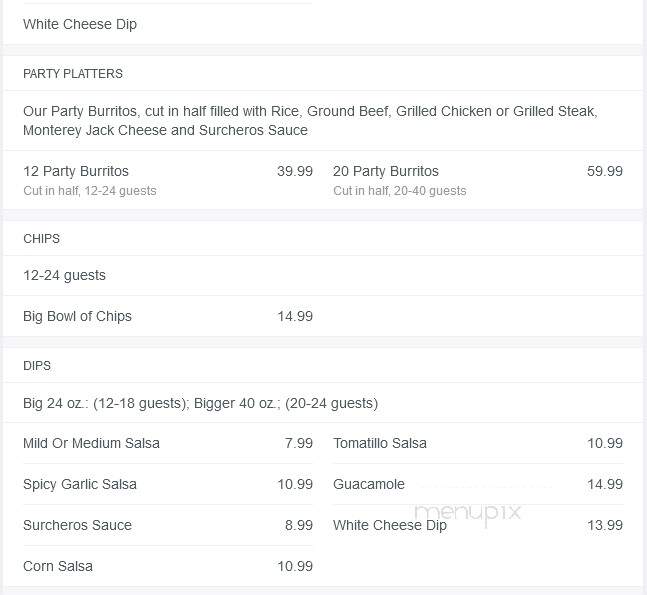 Surcheros Fresh Grill - Jesup, GA menu_pic