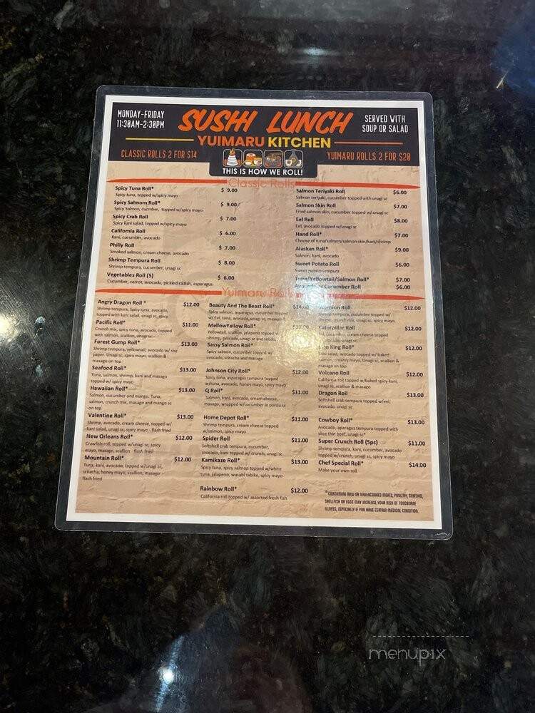 Yuimaru Kitchen - Johnson City, TN menu_pic
