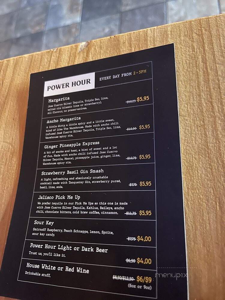 Thomas Street Warehouse - Seattle, WA menu_pic