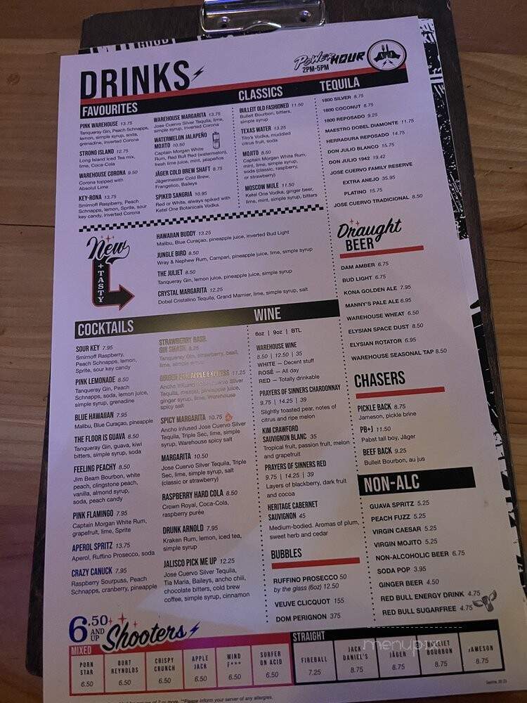 Thomas Street Warehouse - Seattle, WA menu_pic